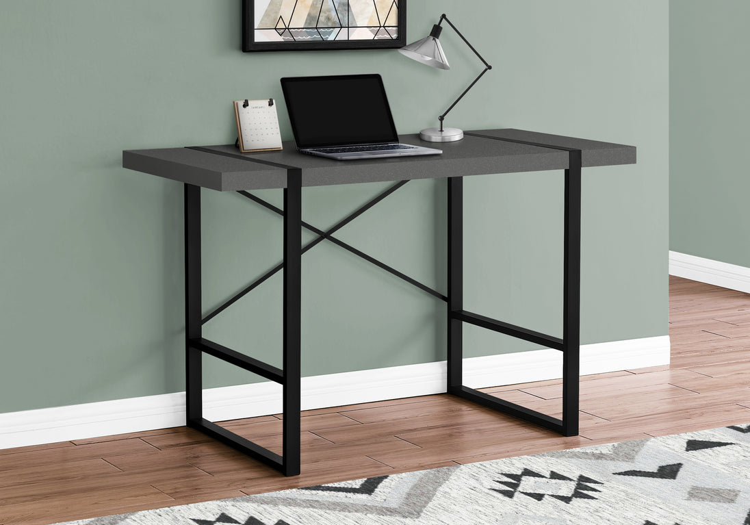 I 7660 Computer Desk - 48"L / Modern Grey / Black Metal - Furniture Depot (7881148498168)