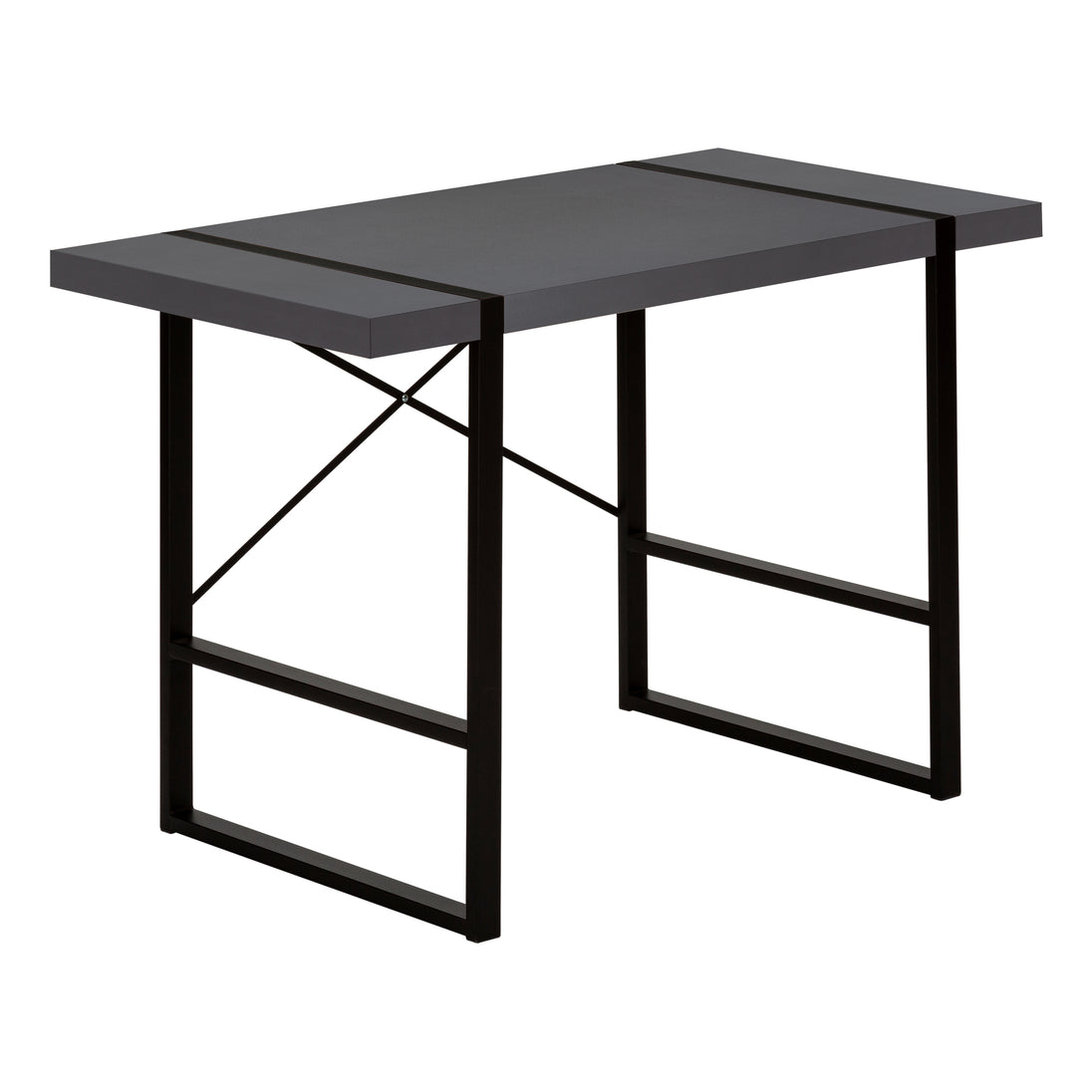I 7660 Computer Desk - 48"L / Modern Grey / Black Metal - Furniture Depot (7881148498168)