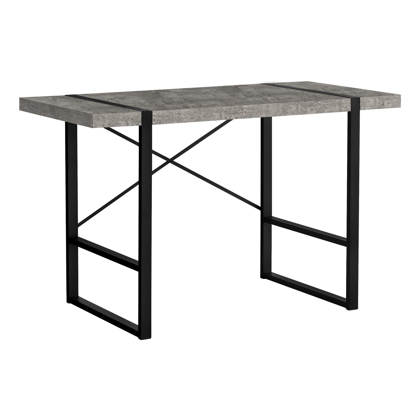 I 7661 Computer Desk - 48"L / Grey Concrete-Look / Black Metal - Furniture Depot