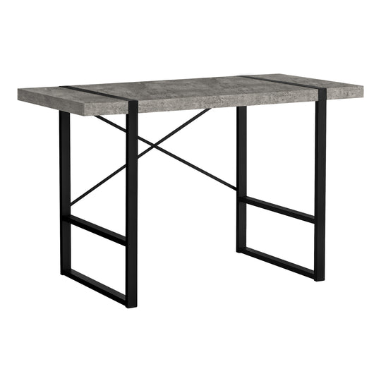 I 7661 Computer Desk - 48"L / Grey Concrete-Look / Black Metal - Furniture Depot