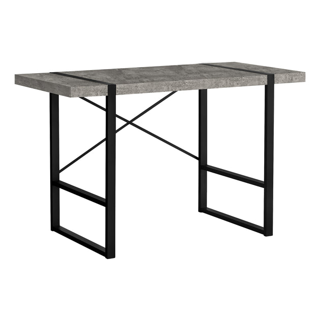 I 7661 Computer Desk - 48"L / Grey Concrete-Look / Black Metal - Furniture Depot