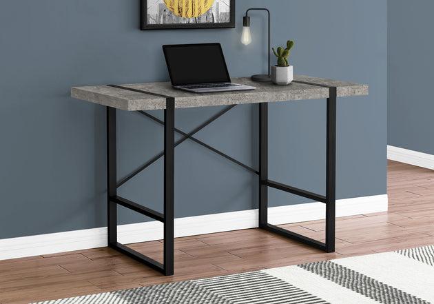 I 7661 Computer Desk - 48"L / Grey Concrete-Look / Black Metal - Furniture Depot