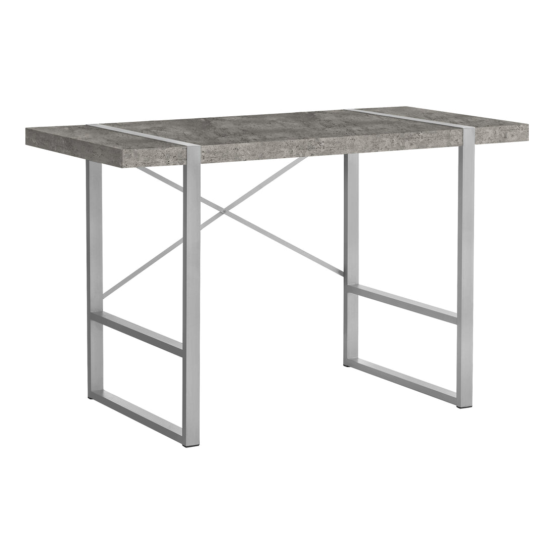 I 7662 Computer Desk - 48"L / Grey Concrete-Look / Silver Metal - Furniture Depot