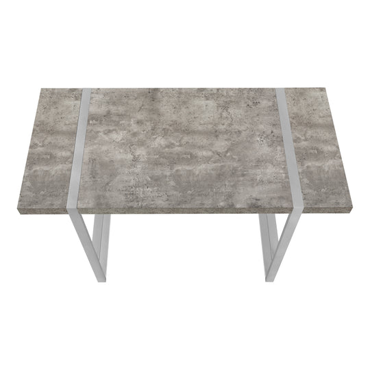 I 7662 Computer Desk - 48"L / Grey Concrete-Look / Silver Metal - Furniture Depot