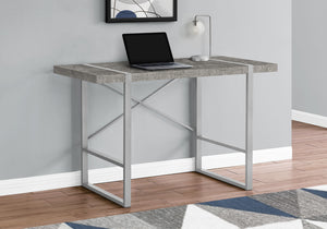 I 7662 Computer Desk - 48"L / Grey Concrete-Look / Silver Metal - Furniture Depot
