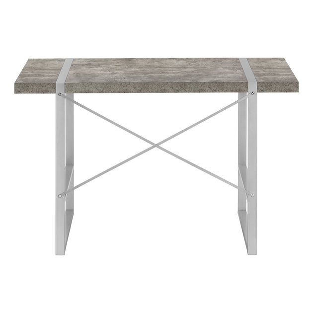 I 7662 Computer Desk - 48"L / Grey Concrete-Look / Silver Metal - Furniture Depot