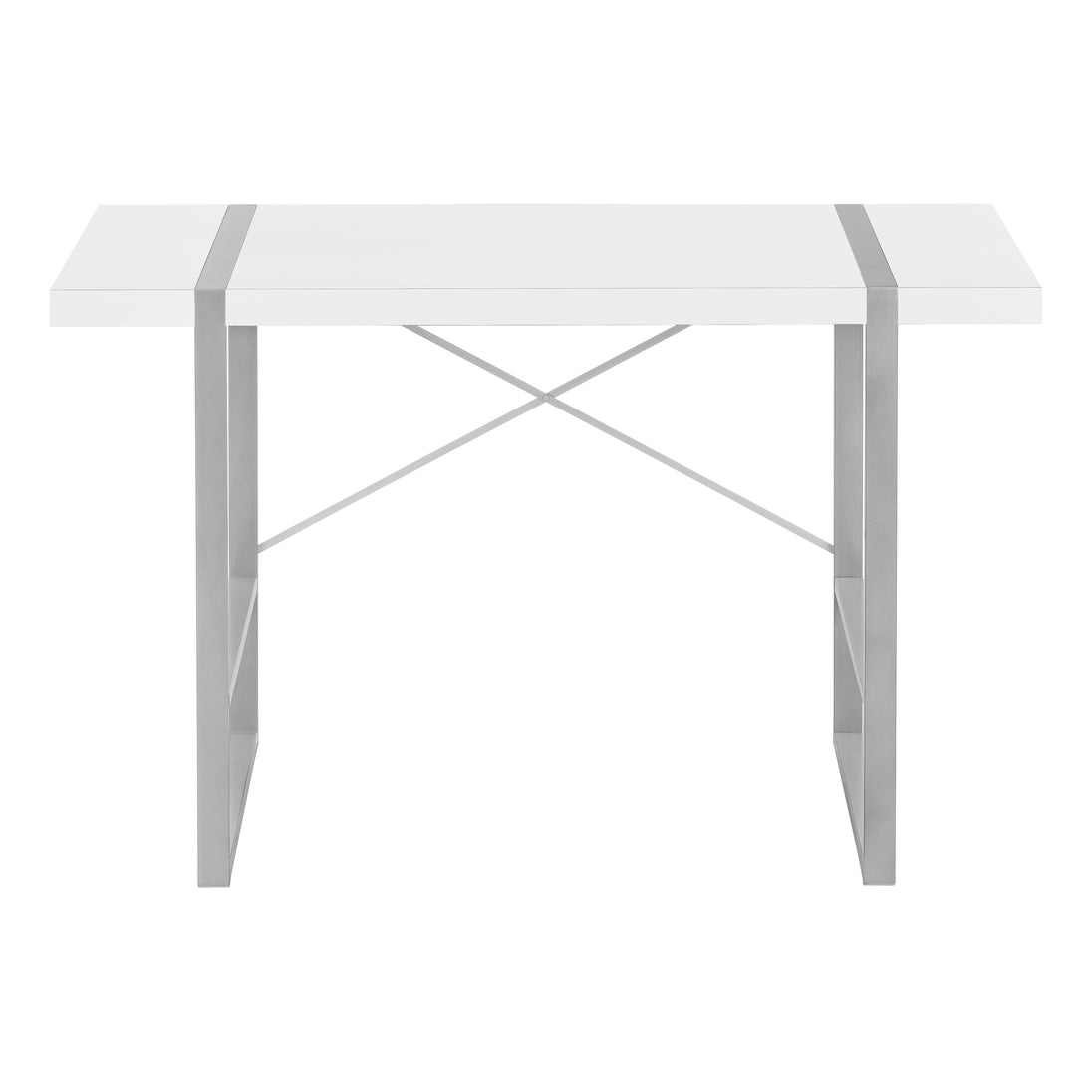 I 7663 Computer Desk - 48"L / White / Silver Metal - Furniture Depot