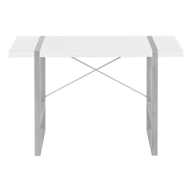 I 7663 Computer Desk - 48"L / White / Silver Metal - Furniture Depot