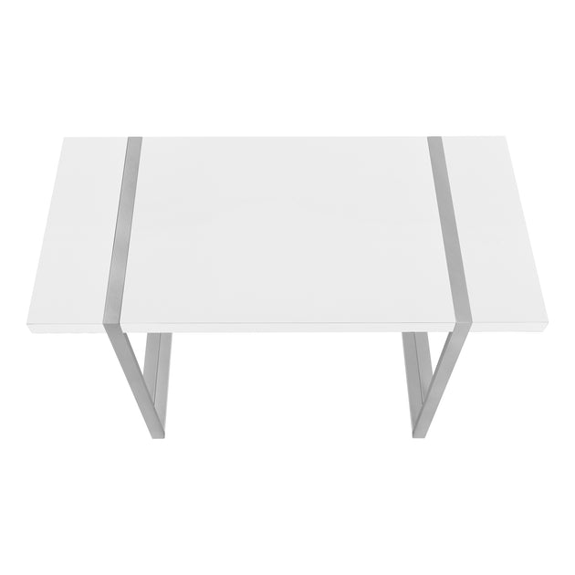 I 7663 Computer Desk - 48"L / White / Silver Metal - Furniture Depot
