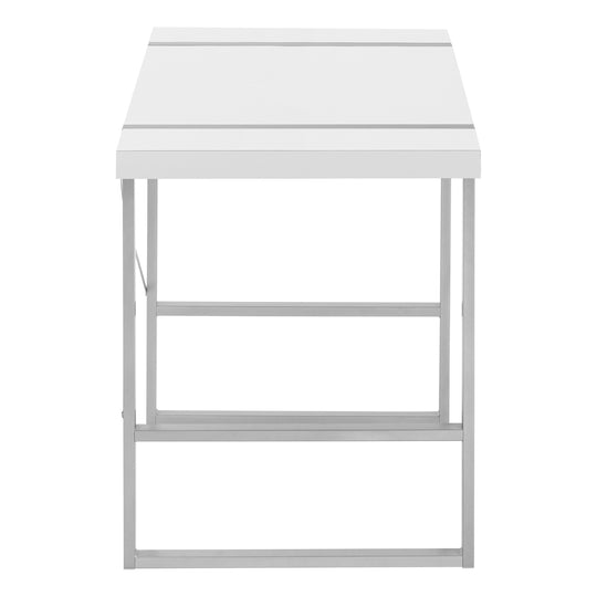 I 7663 Computer Desk - 48"L / White / Silver Metal - Furniture Depot