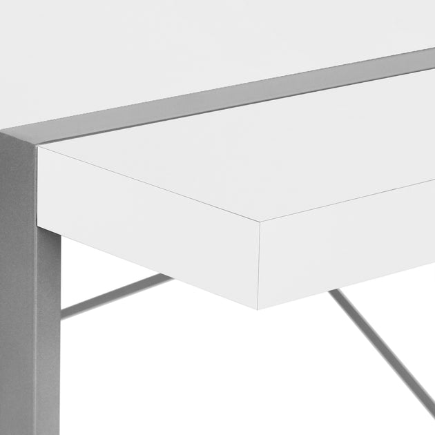 I 7663 Computer Desk - 48"L / White / Silver Metal - Furniture Depot