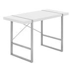 I 7663 Computer Desk - 48"L / White / Silver Metal - Furniture Depot