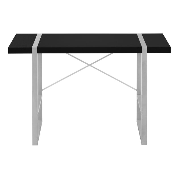 I 7664 Computer Desk - 48"L / Black / Silver Metal - Furniture Depot