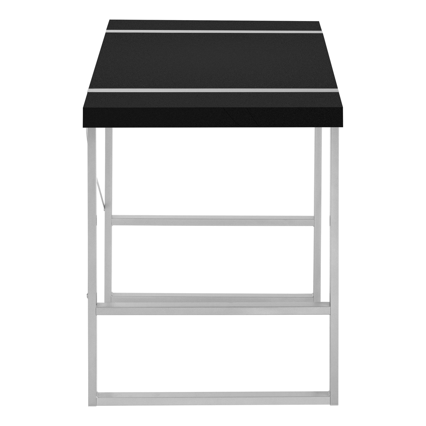 I 7664 Computer Desk - 48"L / Black / Silver Metal - Furniture Depot