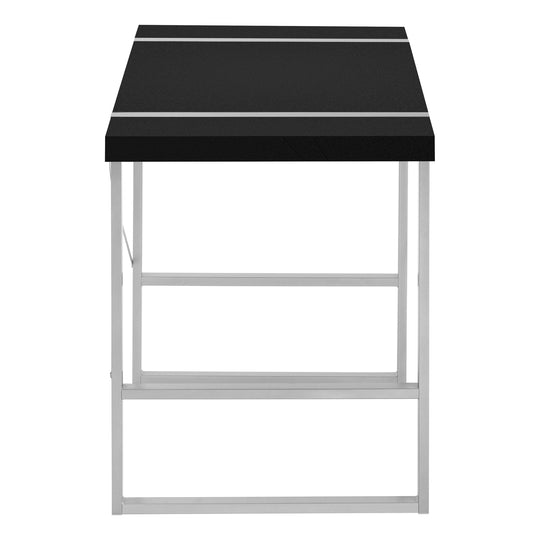 I 7664 Computer Desk - 48"L / Black / Silver Metal - Furniture Depot