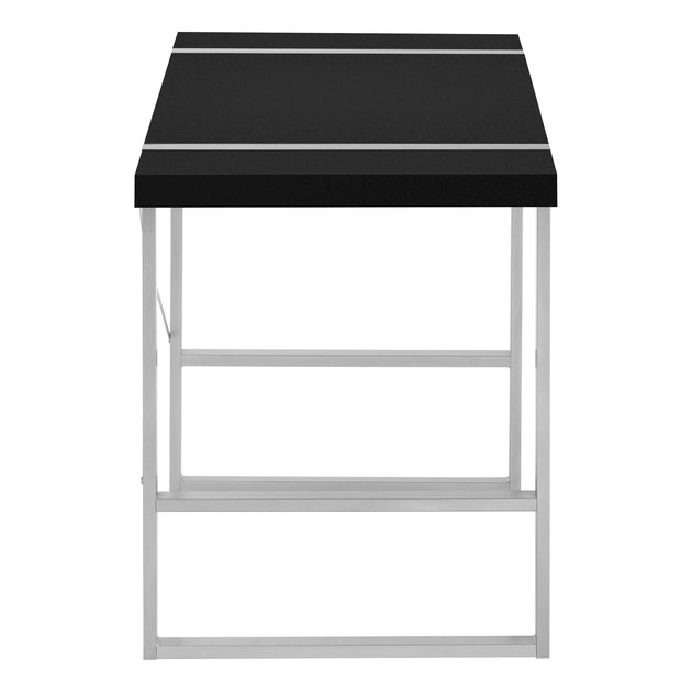 I 7664 Computer Desk - 48"L / Black / Silver Metal - Furniture Depot