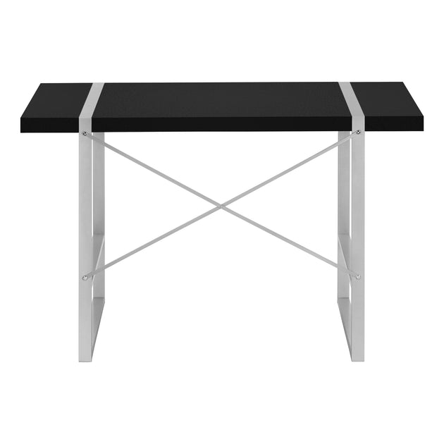 I 7664 Computer Desk - 48"L / Black / Silver Metal - Furniture Depot