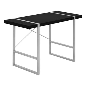 I 7664 Computer Desk - 48"L / Black / Silver Metal - Furniture Depot