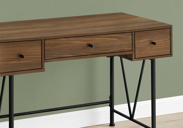 I 7670 Computer Desk - 48"L / Walnut / Black Metal - Furniture Depot (7881149055224)