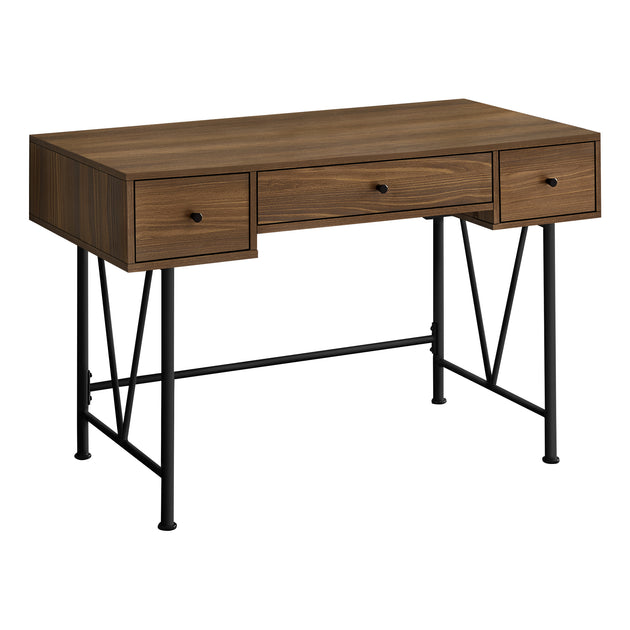 I 7670 Computer Desk - 48"L / Walnut / Black Metal - Furniture Depot (7881149055224)