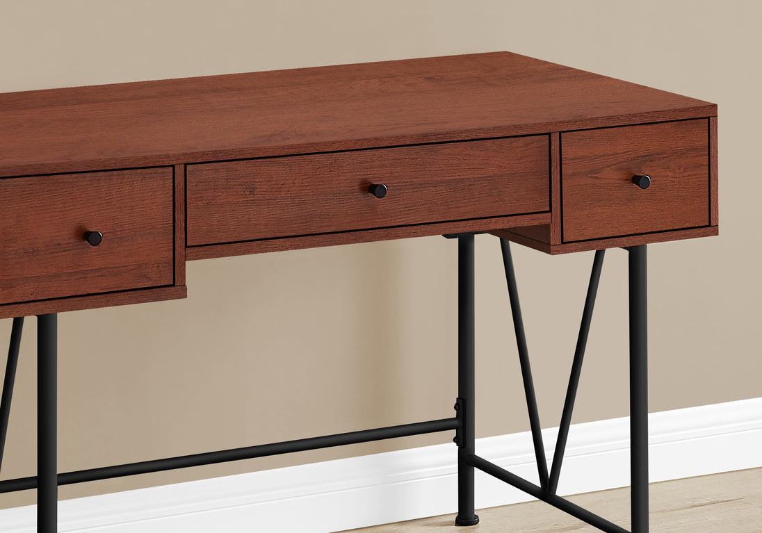 I 7671 Computer Desk - 48"L / Cherry / Black Metal - Furniture Depot (7881149219064)