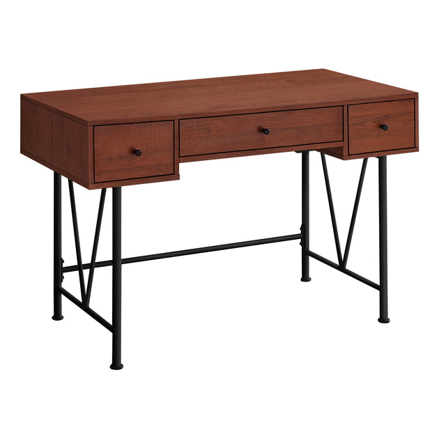 I 7671 Computer Desk - 48"L / Cherry / Black Metal - Furniture Depot (7881149219064)