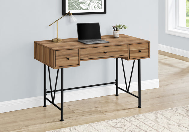 I 7672 Computer Desk - 48"L / Light Reclaimed Wood / Black Metal - Furniture Depot