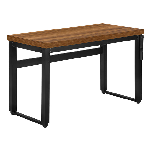I 7675 Computer Desk - 48"L / Walnut / Adj.Height/ Black Metal - Furniture Depot (7881149579512)