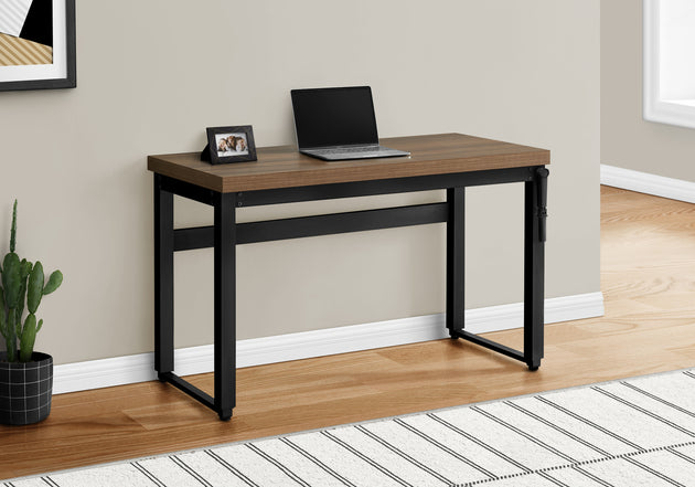 I 7675 Computer Desk - 48"L / Walnut / Adj.Height/ Black Metal - Furniture Depot (7881149579512)