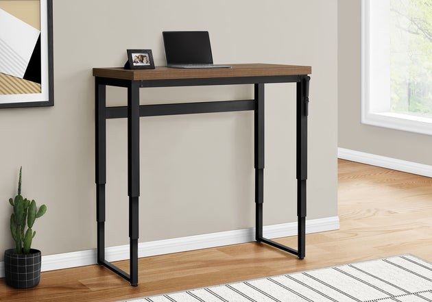 I 7675 Computer Desk - 48"L / Walnut / Adj.Height/ Black Metal - Furniture Depot (7881149579512)