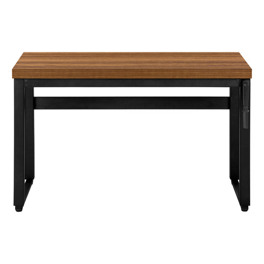 I 7675 Computer Desk - 48"L / Walnut / Adj.Height/ Black Metal - Furniture Depot (7881149579512)