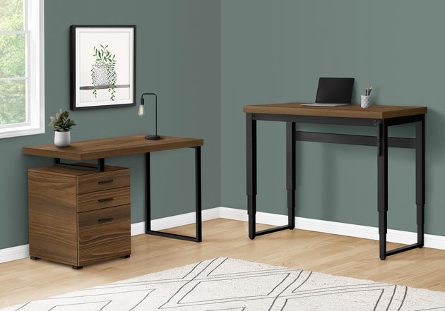 I 7675 Computer Desk - 48"L / Walnut / Adj.Height/ Black Metal - Furniture Depot (7881149579512)