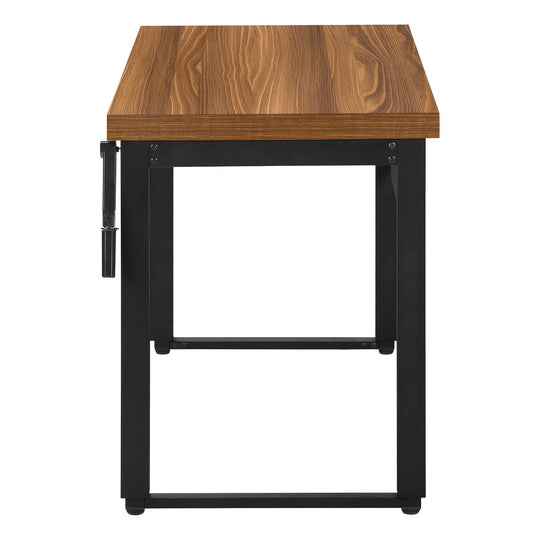 I 7675 Computer Desk - 48"L / Walnut / Adj.Height/ Black Metal - Furniture Depot (7881149579512)
