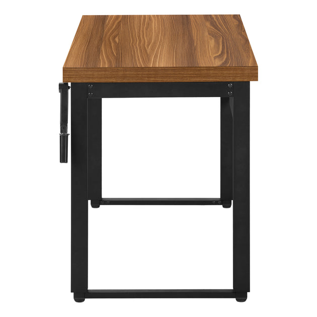 I 7675 Computer Desk - 48"L / Walnut / Adj.Height/ Black Metal - Furniture Depot (7881149579512)