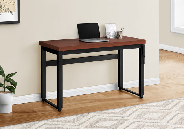 I 7676 Computer Desk - 48"L / Cherry / Adj.Height/ Black Metal - Furniture Depot