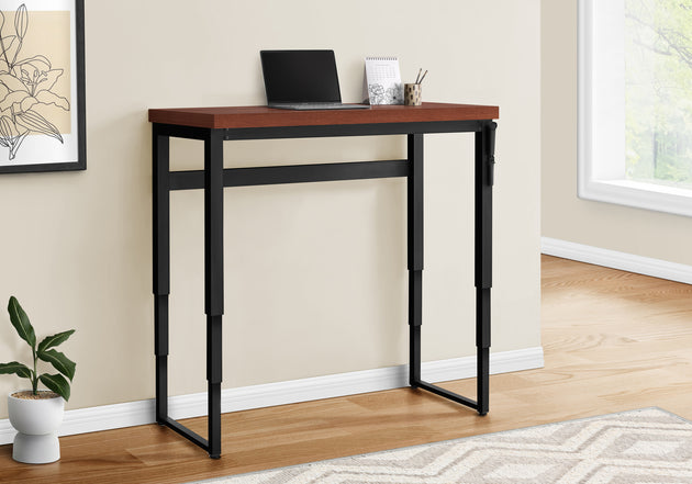 I 7676 Computer Desk - 48"L / Cherry / Adj.Height/ Black Metal - Furniture Depot