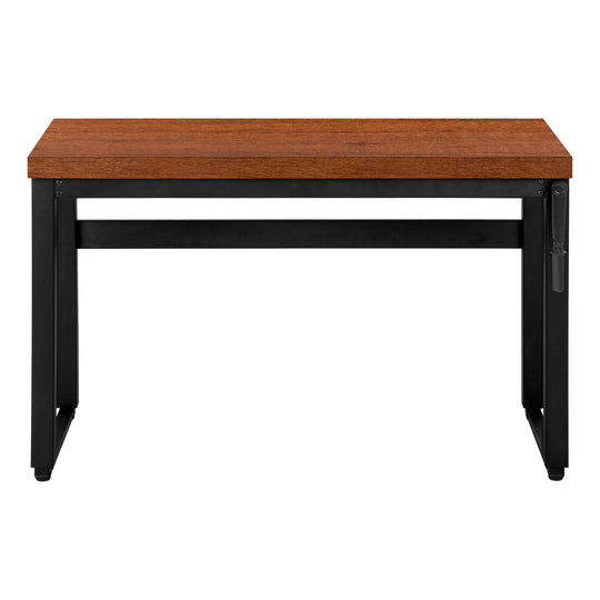 I 7676 Computer Desk - 48"L / Cherry / Adj.Height/ Black Metal - Furniture Depot