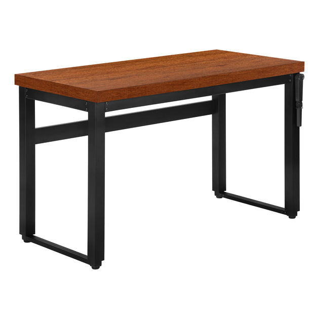 I 7676 Computer Desk - 48"L / Cherry / Adj.Height/ Black Metal - Furniture Depot