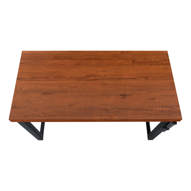 I 7676 Computer Desk - 48"L / Cherry / Adj.Height/ Black Metal - Furniture Depot