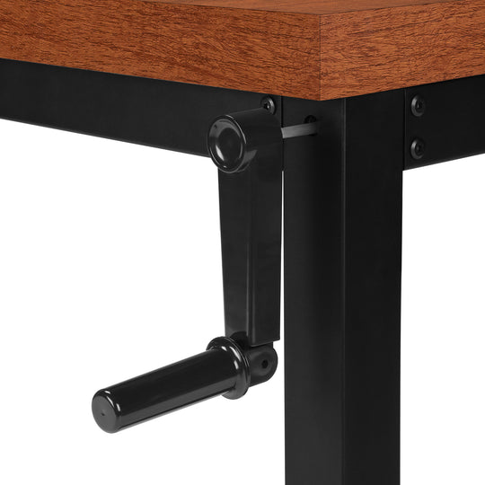 I 7676 Computer Desk - 48"L / Cherry / Adj.Height/ Black Metal - Furniture Depot