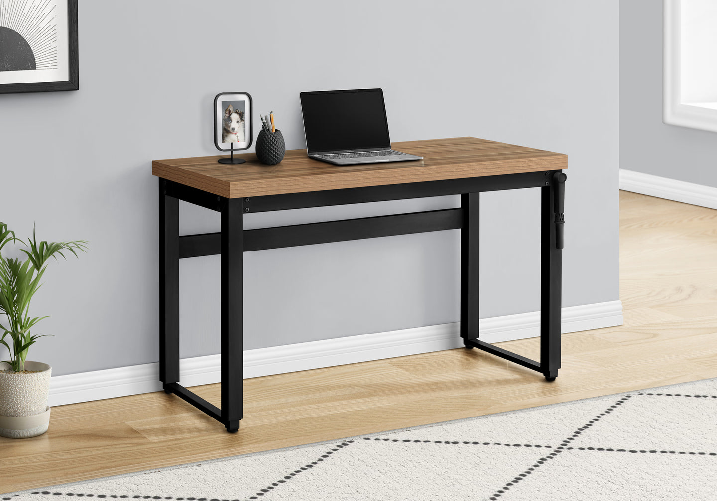 I 7677 Computer Desk - 48"L / Reclaimed Wood / Adj.Height/ Black - Furniture Depot