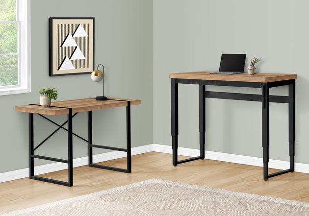 I 7677 Computer Desk - 48"L / Reclaimed Wood / Adj.Height/ Black - Furniture Depot