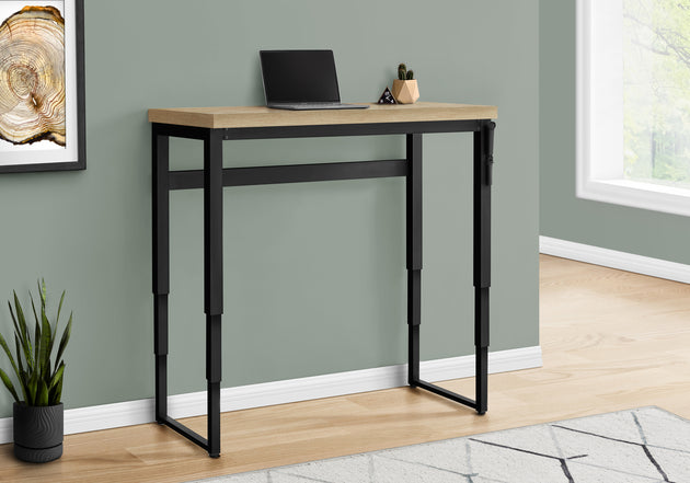 I 7678 Computer Desk - 48"L / Natural / Adj.Height/ Black Metal - Furniture Depot