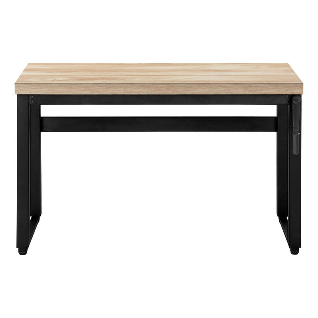I 7678 Computer Desk - 48"L / Natural / Adj.Height/ Black Metal - Furniture Depot