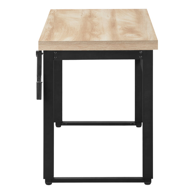 I 7678 Computer Desk - 48"L / Natural / Adj.Height/ Black Metal - Furniture Depot