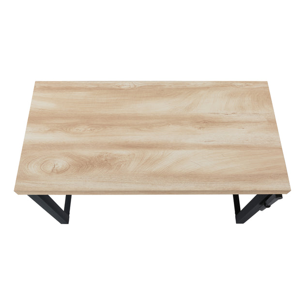 I 7678 Computer Desk - 48"L / Natural / Adj.Height/ Black Metal - Furniture Depot