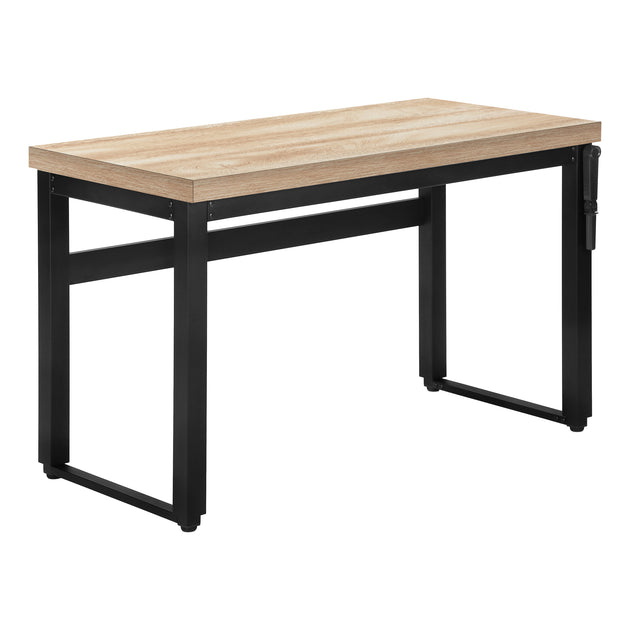 I 7678 Computer Desk - 48"L / Natural / Adj.Height/ Black Metal - Furniture Depot