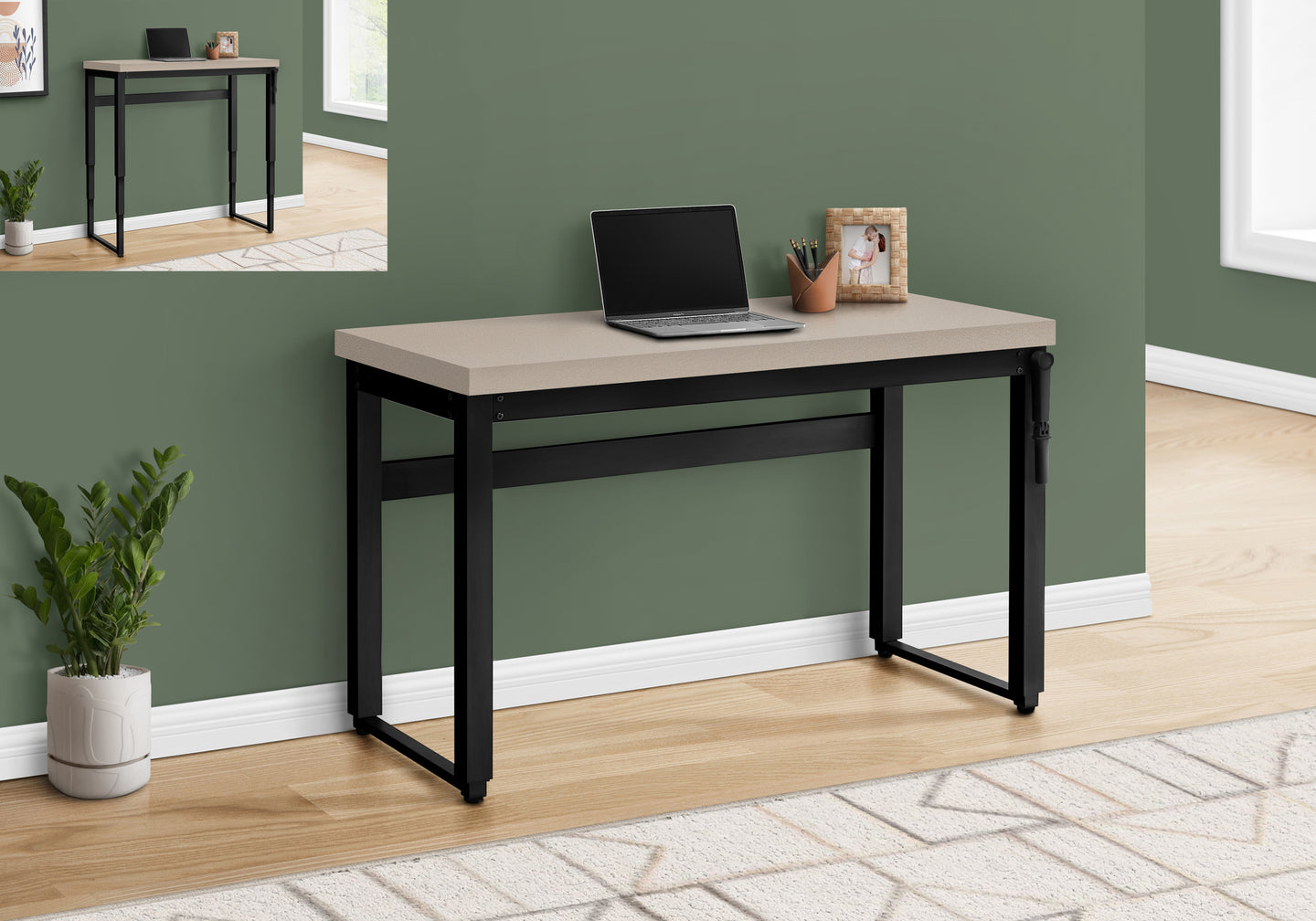 I 7679 Computer Desk - 48"L / Modern Taupe / Adj.Height/ Black - Furniture Depot (7881150529784)
