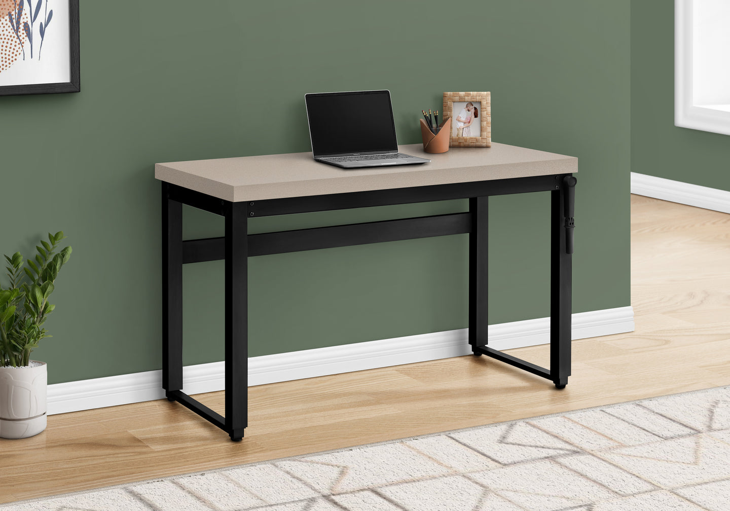 I 7679 Computer Desk - 48"L / Modern Taupe / Adj.Height/ Black - Furniture Depot (7881150529784)