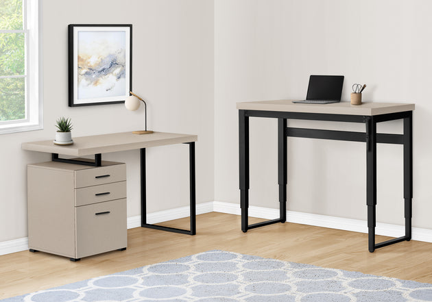 I 7679 Computer Desk - 48"L / Modern Taupe / Adj.Height/ Black - Furniture Depot (7881150529784)